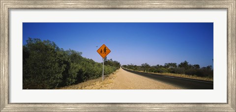 Framed Pedestrian Crossing sign at the roadside, Outback Highway, Australia Print