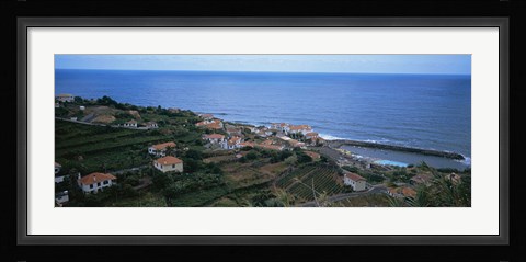 Framed High angle view of houses at a coast, Ponta Delgada, Madeira, Portugal Print