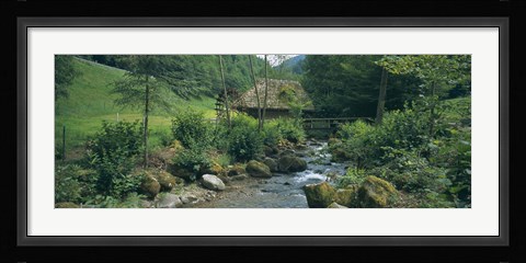 Framed River flowing through forest, Black Forest, Glottertal, Germany Print