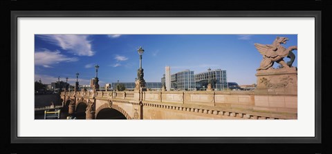 Framed Statue on an arch bridge, Moltke Bridge, Central Station, Berlin, Germany Print