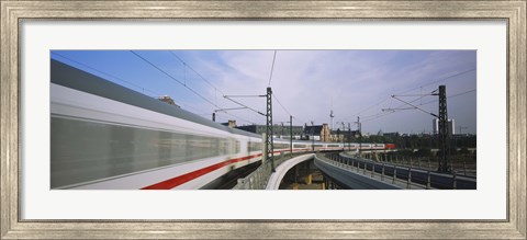 Framed Silver Train on railroad tracks, Central Station, Berlin, Germany Print