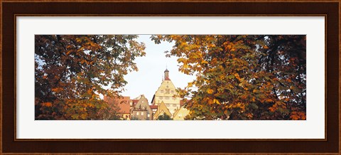 Framed Low angle view of buildings viewed through trees, Bietigheim, Baden-Wurttemberg, Germany Print