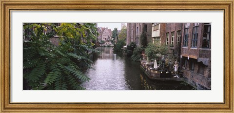 Framed Buildings along a canal, Ghent, Belgium Print