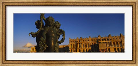 Framed Statues in front of a castle, Chateau de Versailles, Versailles, Yvelines, France Print
