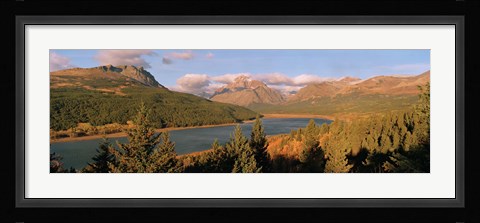 Framed High angle view of a river passing through a field, US Glacier National Park, Montana, USA Print