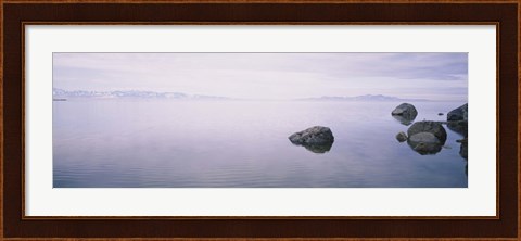 Framed Rock formations in a lake, Great Salt Lake, Utah, USA Print