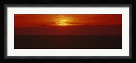 Framed Sunset over a grain field, Carson County, Texas Panhandle, Texas, USA Print