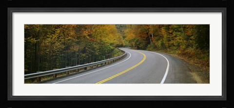 Framed Road passing through a forest, Winding Road, New Hampshire, USA Print