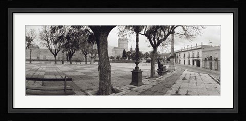 Framed Trees in front of a building, Alameda Vieja, Jerez, Cadiz, Spain Print