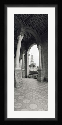 Framed Interiors of a plaza, Plaza De Espana, Seville, Seville Province, Andalusia, Spain Print