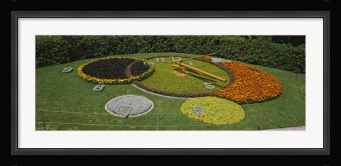 Framed Clock in a park, Geneva, Switzerland Print