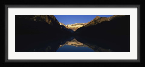 Framed Reflection of mountains in a lake, Lake Louise, Banff National Park, Alberta, Canada Print