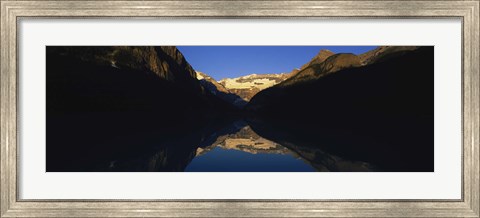 Framed Reflection of mountains in a lake, Lake Louise, Banff National Park, Alberta, Canada Print