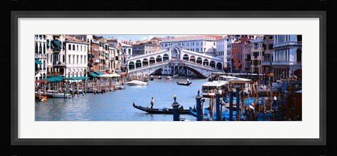 Framed Bridge across a river, Rialto Bridge, Grand Canal, Venice, Italy Print