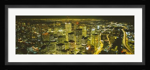 Framed High angle view of a city lit up at night, View from CN Tower, Toronto, Ontario, Canada Print