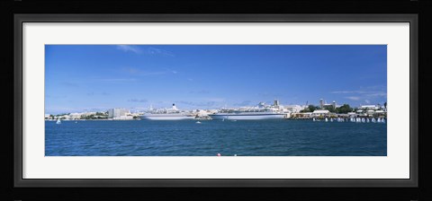 Framed Cruise ships docked at a harbor, Hamilton, Bermuda Print