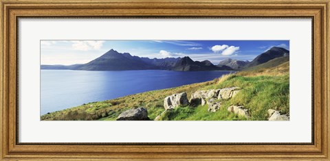 Framed Rocks on the hillside, Elgol, Loch Scavaig, view of Cuillins Hills, Isle Of Skye, Scotland Print