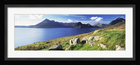 Framed Rocks on the hillside, Elgol, Loch Scavaig, view of Cuillins Hills, Isle Of Skye, Scotland Print