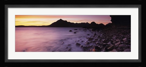Framed Rocks on the beach, Elgol Beach, Elgol, looking towards Cuillin Hills, Isle Of Skye, Scotland Print