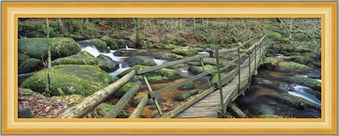 Framed Leap of Faith broken bridge, Becky Brook, Becky Falls, Bovey Tracey, Dartmoor National Park, Devon, England Print