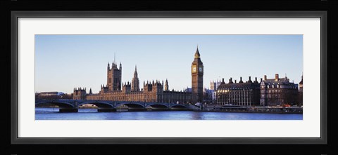 Framed Bridge across a river, Big Ben, Houses of Parliament, Thames River, Westminster Bridge, London, England Print