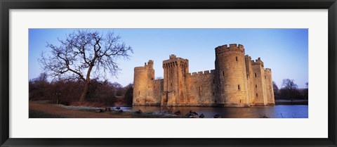 Framed Moat around a castle, Bodiam Castle, East Sussex, England Print