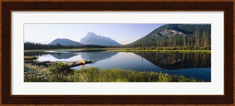 Framed Reflection of mountains in water, Vermillion Lakes, Banff National Park, Alberta, Canada Print