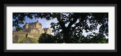 Framed Low angle view of a castle, Edinburgh Castle, Princes Street Gardens, Edinburgh, Scotland Print