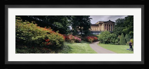 Framed Man standing in a formal garden near an art museum, National Gallery of Scotland, Edinburgh, Scotland Print