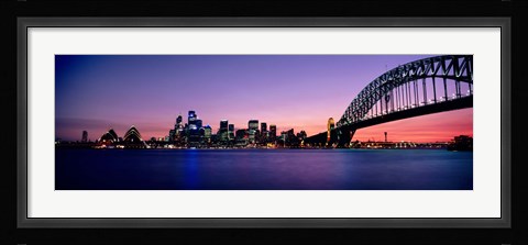 Framed Bridge across the sea, Sydney Opera House, Sydney Harbor Bridge, Milsons Point, Sydney, New South Wales, Australia Print