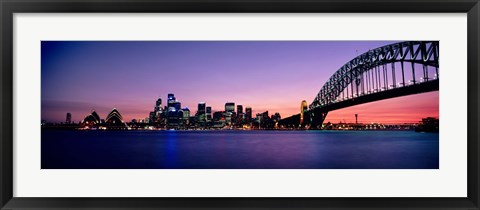 Framed Bridge across the sea, Sydney Opera House, Sydney Harbor Bridge, Milsons Point, Sydney, New South Wales, Australia Print