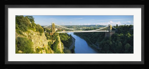 Framed Bridge across a river, Clifton Suspension Bridge, Avon Gorge, Bristol, England Print