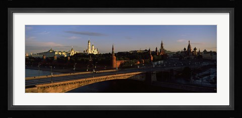 Framed Bridge across a river, Kremlin, Moskva River, Moscow, Russia Print