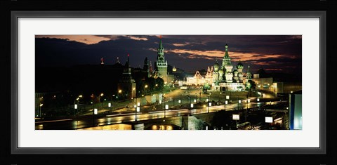 Framed Red Square at night, Kremlin, Moscow, Russia Print