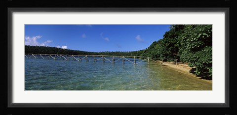 Framed Dock in the sea, Vava'u, Tonga, South Pacific Print