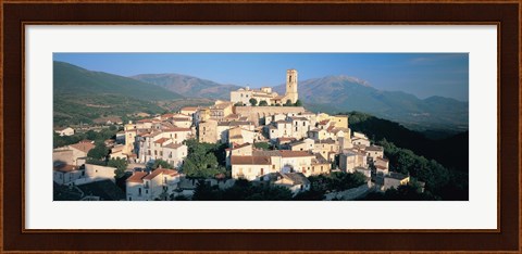 Framed High angle view of a town, Goriano Sicoli, L&#39;Aquila Province, Abruzzo, Italy Print