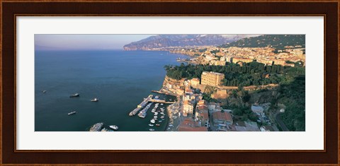 Framed High angle view of a town at the coast, Sorrento, Naples, Campania, Italy Print
