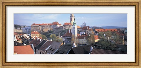 Framed High angle view of a town, Cesky Krumlov, South Bohemian Region, Czech Republic Print