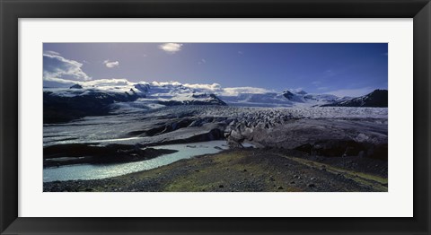 Framed Glaciers in a lake, Vatnajokull, Fjallsarlon, Jokulsarlon Lagoon, Iceland Print
