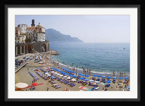 Framed Houses on the sea coast, Amalfi Coast, Atrani, Salerno, Campania, Italy Print