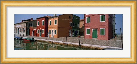 Framed Houses along a canal, Burano, Venice, Veneto, Italy Print