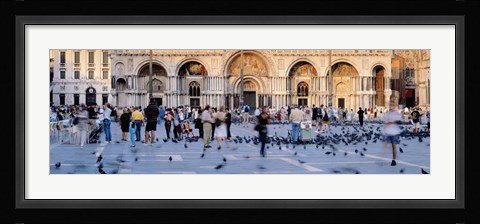 Framed Tourists in front of a cathedral, St. Mark's Basilica, Piazza San Marco, Venice, Italy Print
