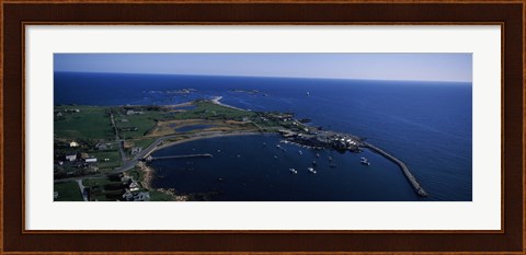 Framed Sakonnet Point Lighthouse in the distance, Little Compton, Rhode Island, USA Print