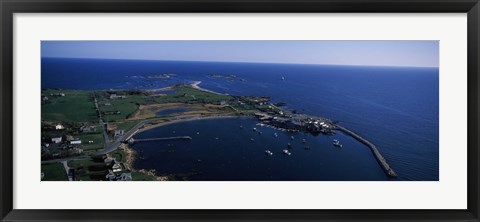 Framed Sakonnet Point Lighthouse in the distance, Little Compton, Rhode Island, USA Print
