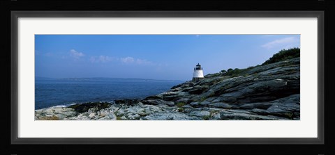 Framed Castle Hill Lighthouse at the seaside, Newport, Newport County, Rhode Island, USA Print