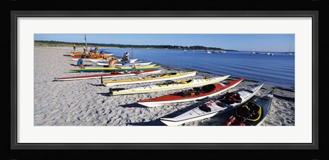 Framed Kayaks on the beach, Third Beach, Sakonnet River, Middletown, Newport County, Rhode Island (horizontal) Print