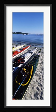 Framed Kayaks on the beach, Third Beach, Sakonnet River, Middletown, Newport County, Rhode Island (vertical) Print