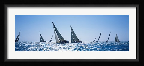 Framed Sailboats racing in the sea, Farr 40's race during Key West Race Week, Key West Florida, 2000 Print
