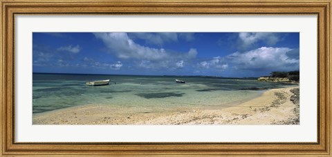 Framed Boats in the sea, North coast of Antigua, Antigua and Barbuda Print