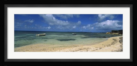 Framed Boats in the sea, North coast of Antigua, Antigua and Barbuda Print